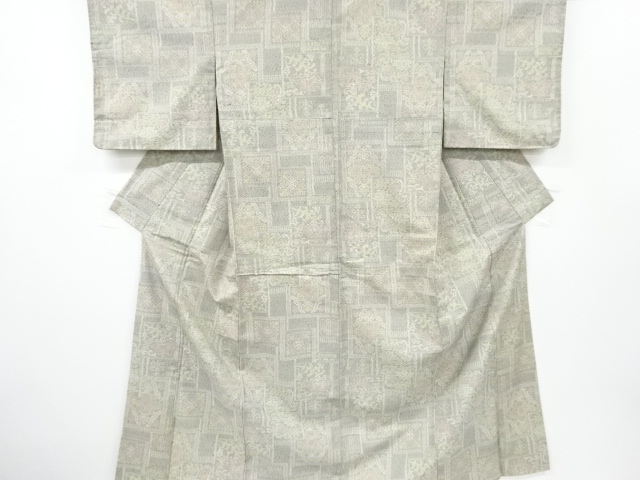 JAPANESE KIMONO / ANTIQUE KIMONO / SILK / HAND WOVEN / FUSHI TSUMUGI / WOVEN CHINESE FLOWERS